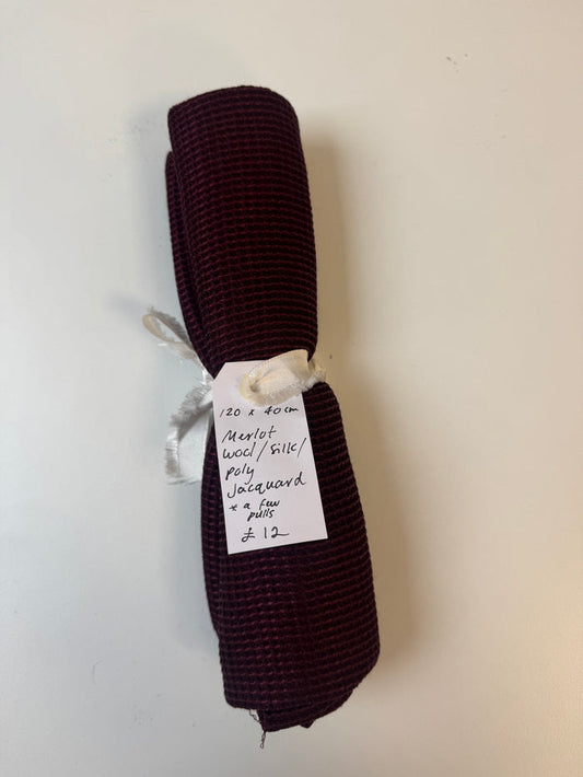 Merlot Wool Silk Poly Jacquard Remnant