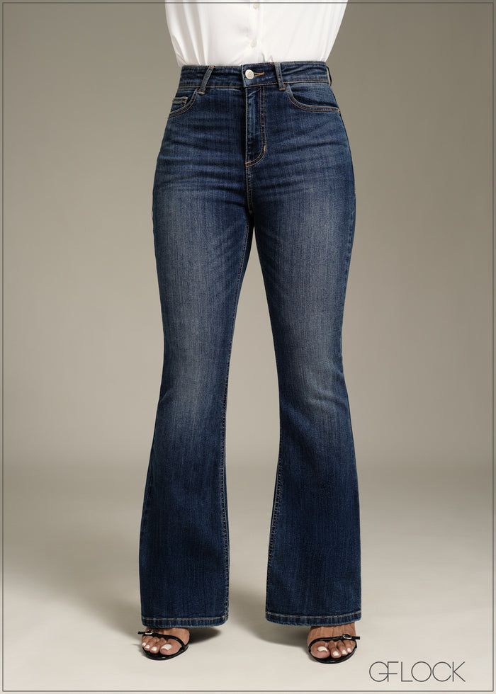 Mid Wash Bootcut Jean - Short Length - 170126