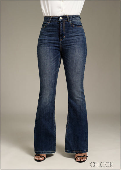 Mid Wash Bootcut Jean - Short Length - 170126