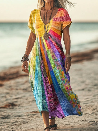 Midi Dress Winter Cotton Bohemian Long Sleeve