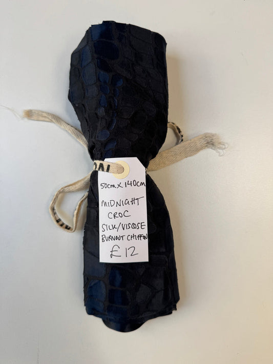 Midnight Croc Silk/Viscose Burnout Chiffon Remnant