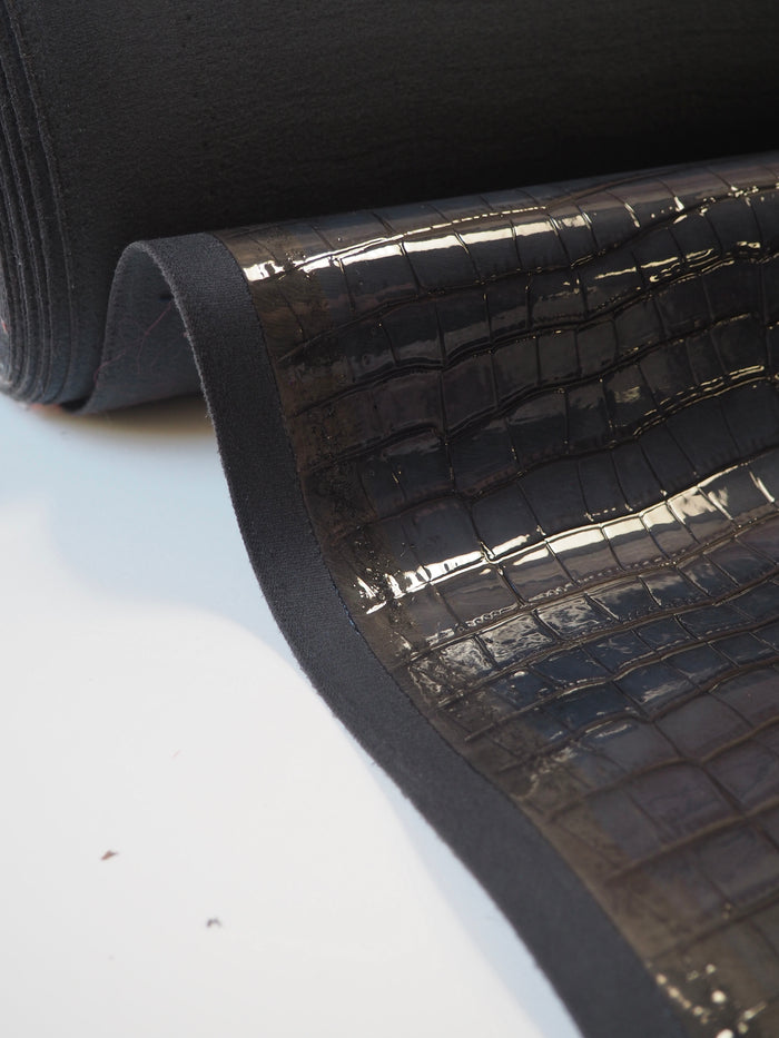 Midnight Heavy Patent Faux Croc Leather