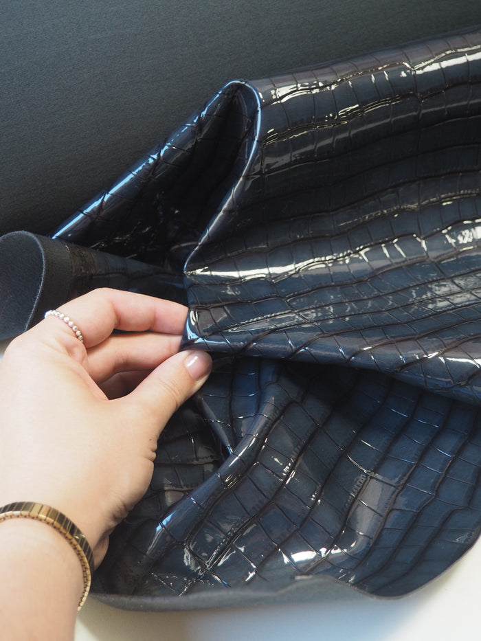 Midnight Heavy Patent Faux Croc Leather