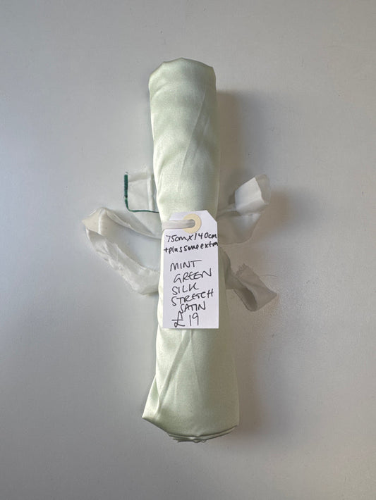 Mint Green Silk Stretch Satin Remnant