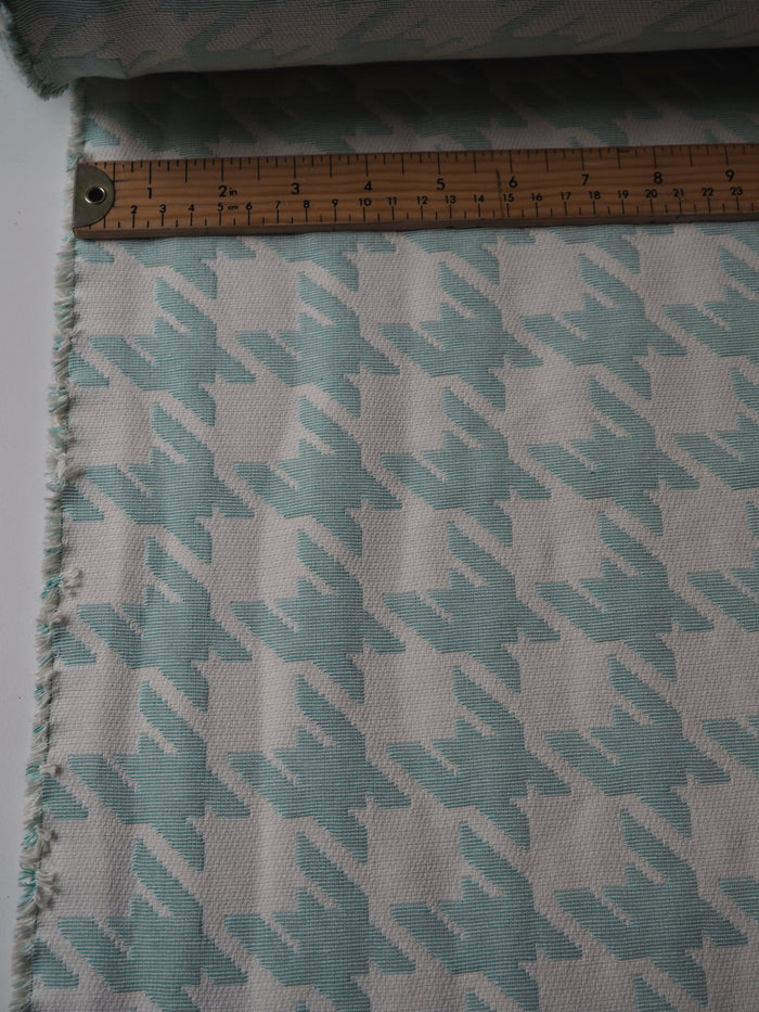 Mint + Ivory Houndstooth Jacquard