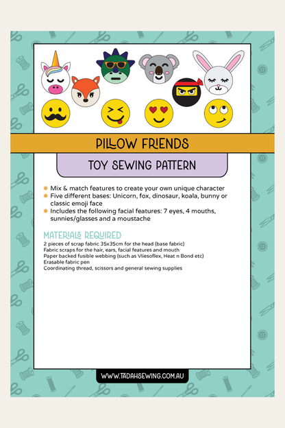 Mix & Match Pillow Friends Sewing Pattern