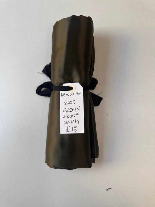 Moss Green Viscose Lining Remnant