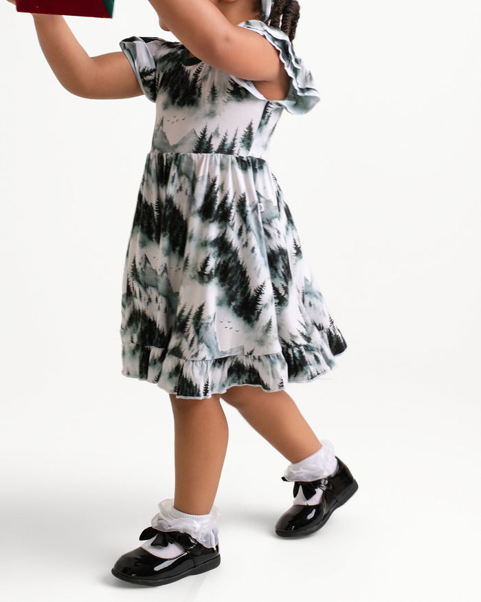 Mountain Mist Long Sleeve Big Kid Twirl Dress - Jammie Session