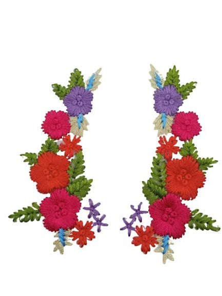Multi color Flower Embroidered Sew Patch (Set of 2)