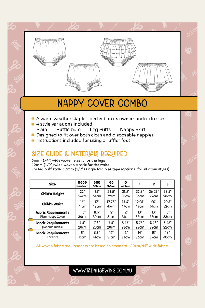 Nappy Cover Combo Sewing Pattern