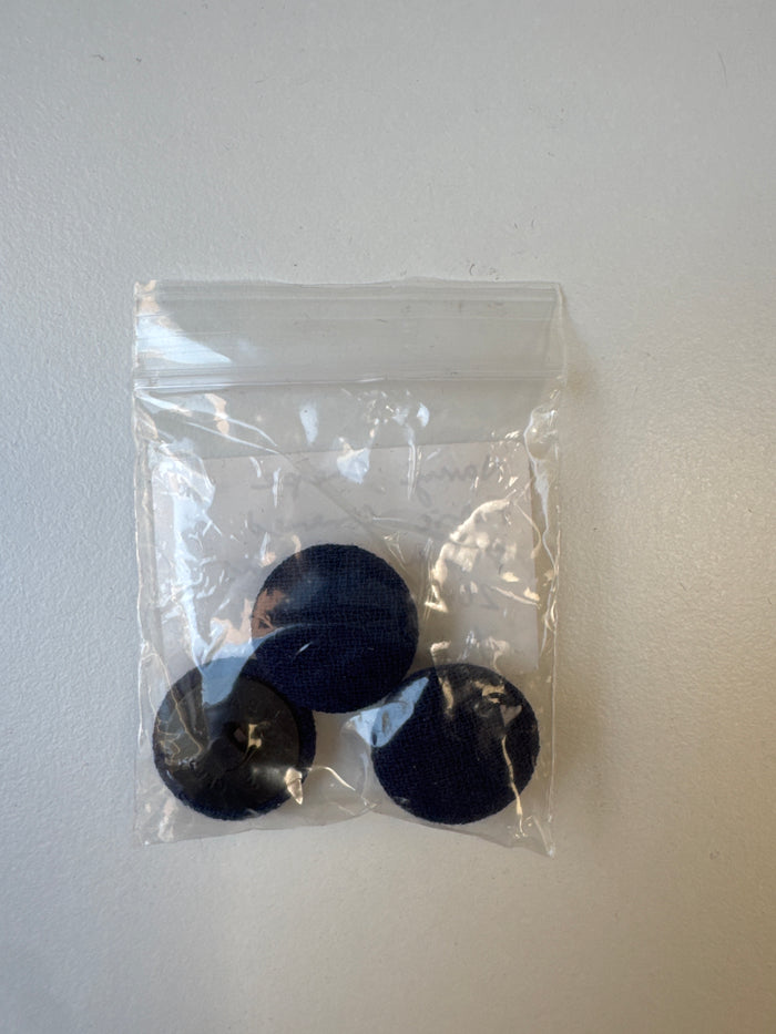 Navy Crepe Fabric Covered Shank Buttons 20mm x3