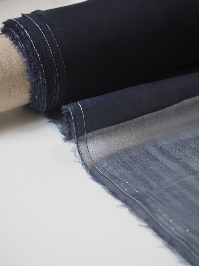 Navy Fine Silk Chiffon