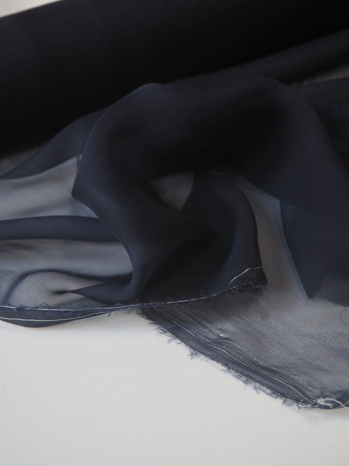 Navy Fine Silk Chiffon