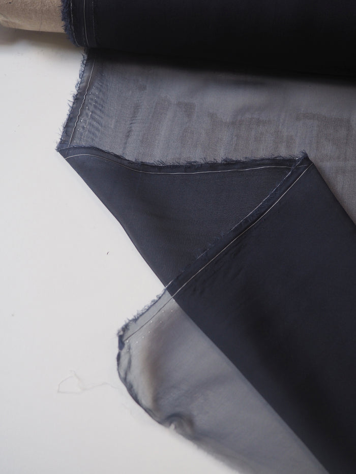 Navy Fine Silk Chiffon