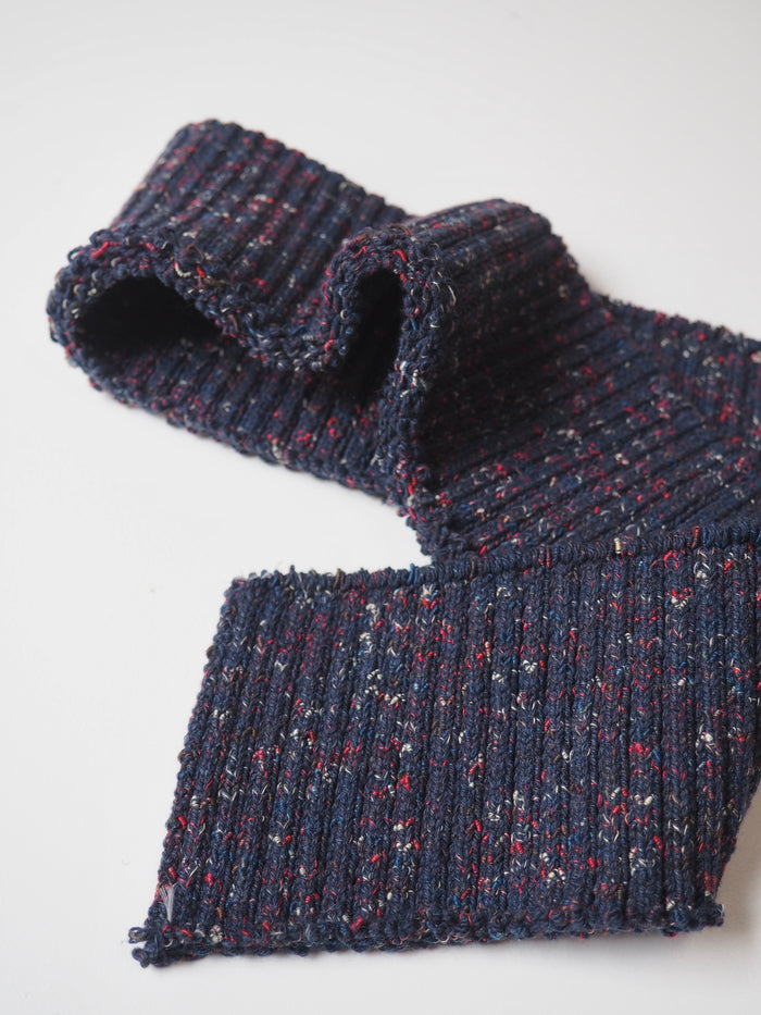 Navy Flecked Chunky Cotton Ribbed Cuff 8cm