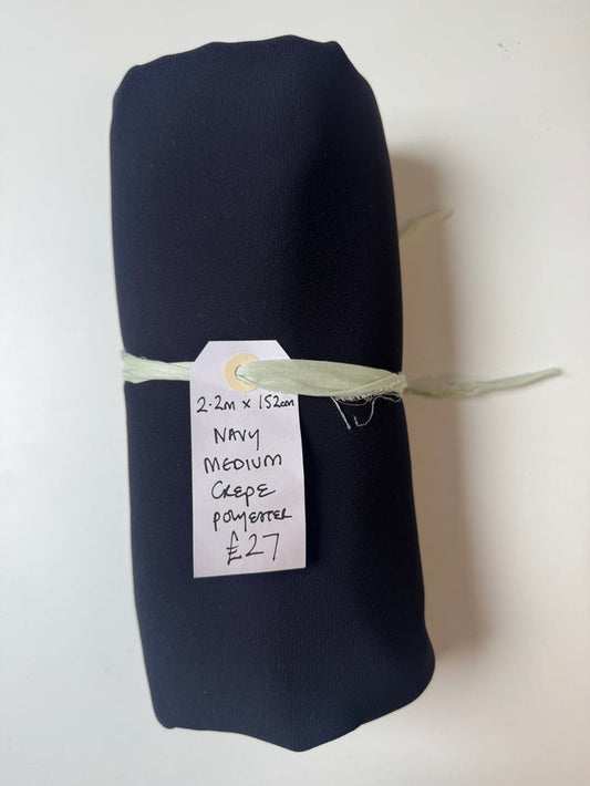 Navy Medium Crepe Polyester Remnant