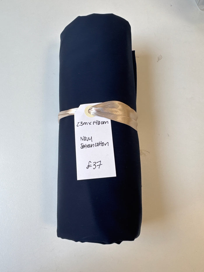 Navy Sateen Cotton Remnant