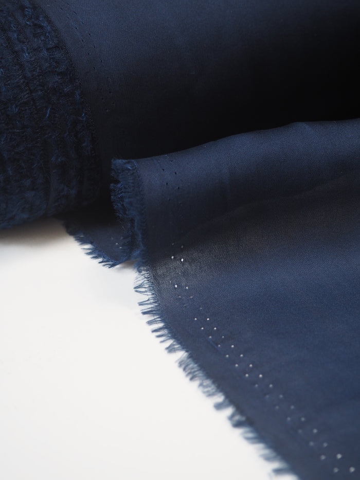 Navy Silk Satin Chiffon