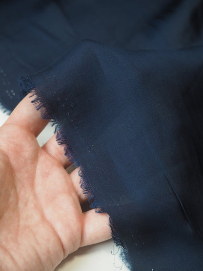 Navy Silk Satin Chiffon