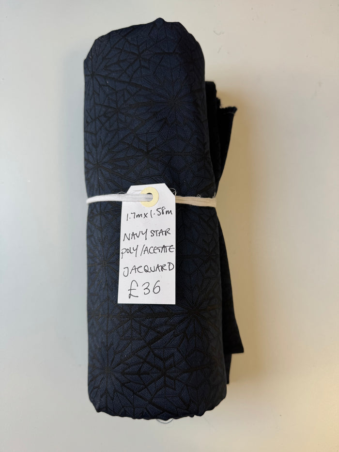 Navy Star Poly/Acetate Jacquard Remnant