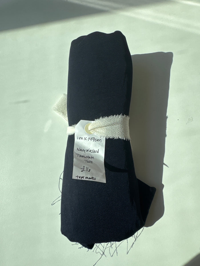 Navy Washed Triacetate Twill Remnant