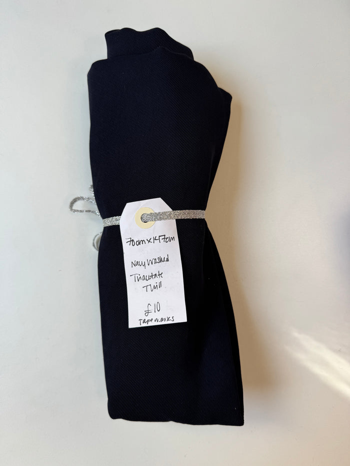 Navy Washed Triacetate Twill Remnant