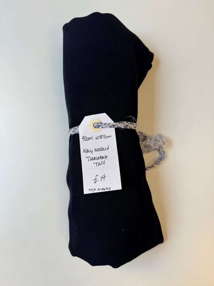 Navy Washed Triacetate Twill Remnant
