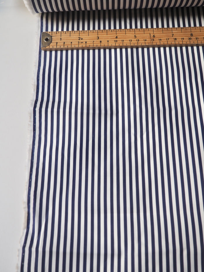 Navy + White Stripe Cotton Poplin