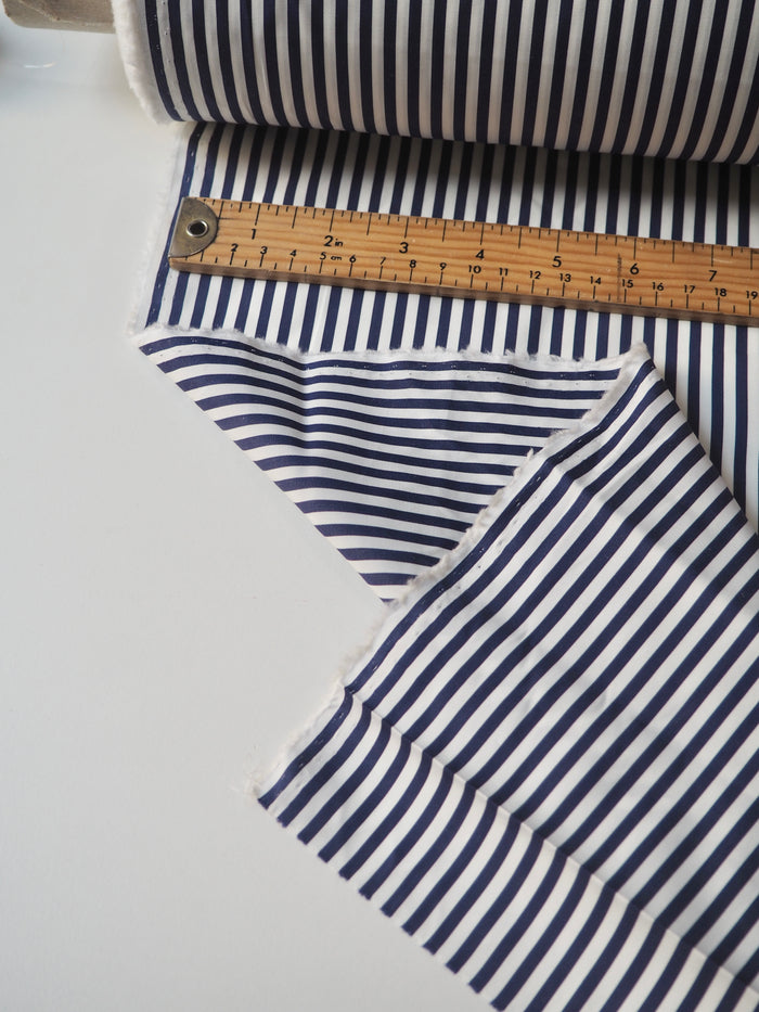 Navy + White Stripe Cotton Poplin