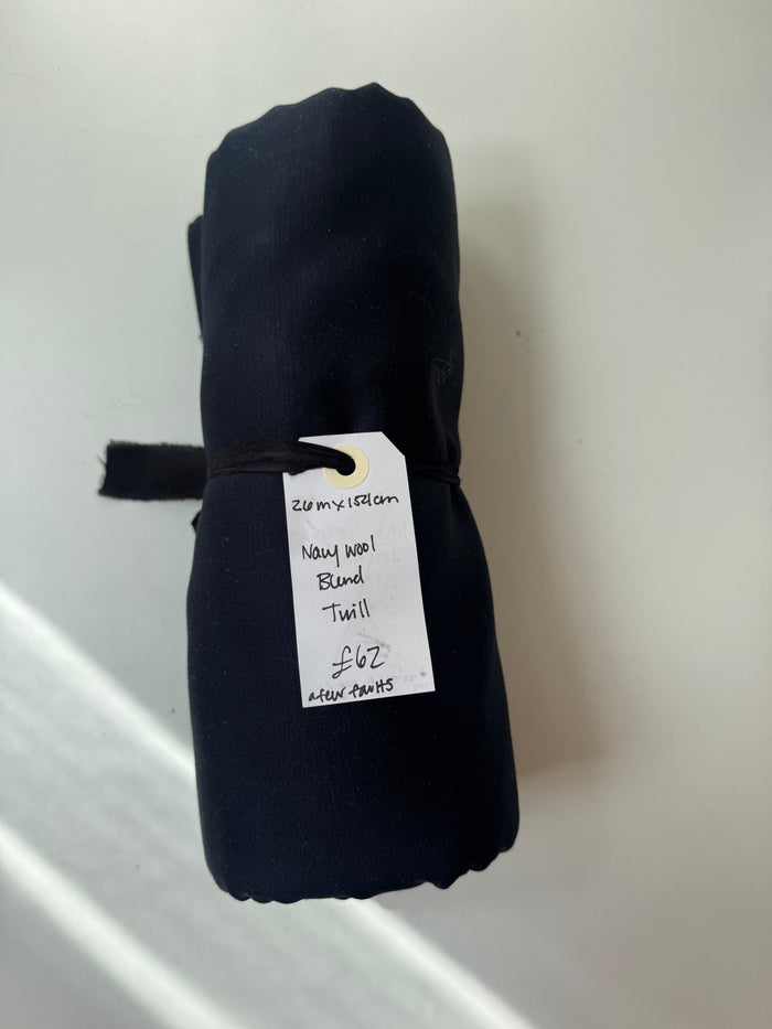 Navy Wool Blend Twill Remnant
