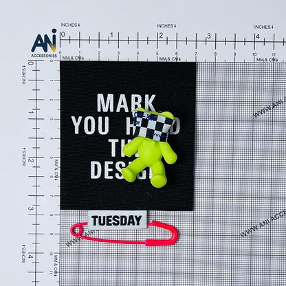 Neon Green Bear Patch With Safety Pin