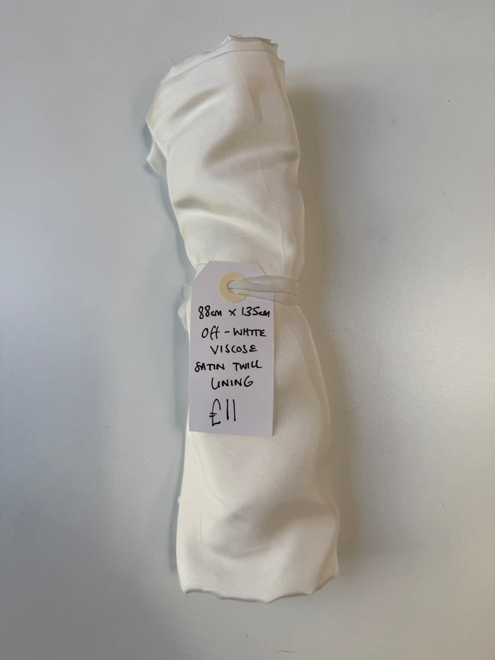 Off-White Viscose Satin Twill Lining Remnant