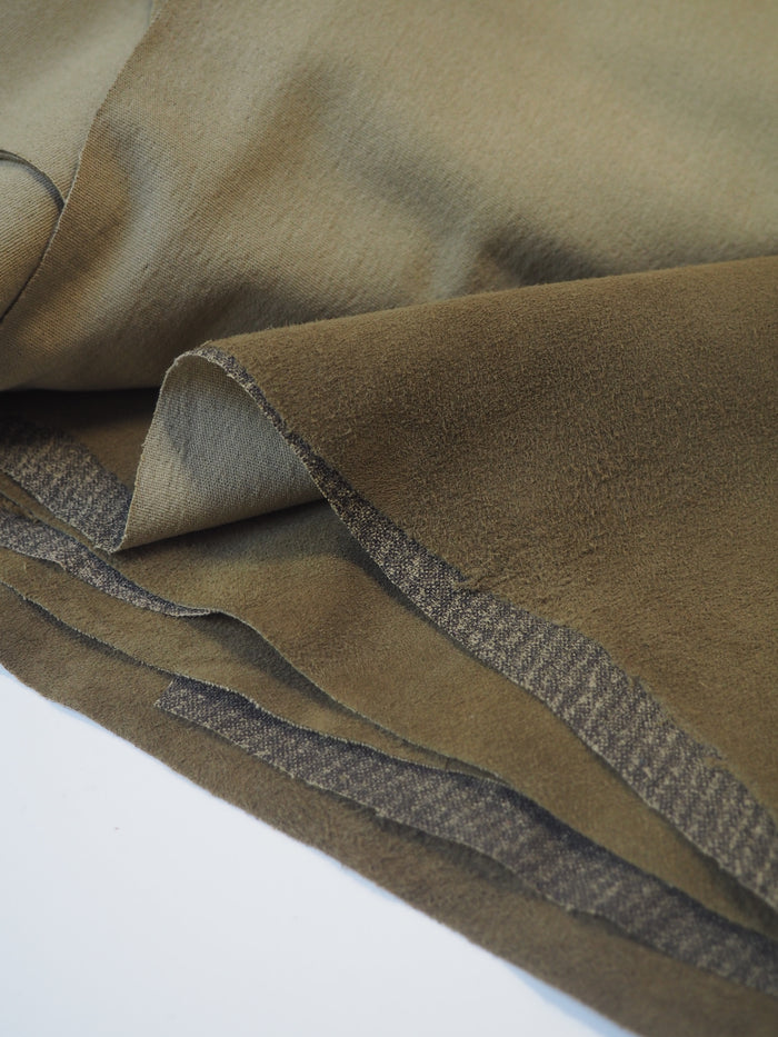 Olive Stretch Bonded Suede