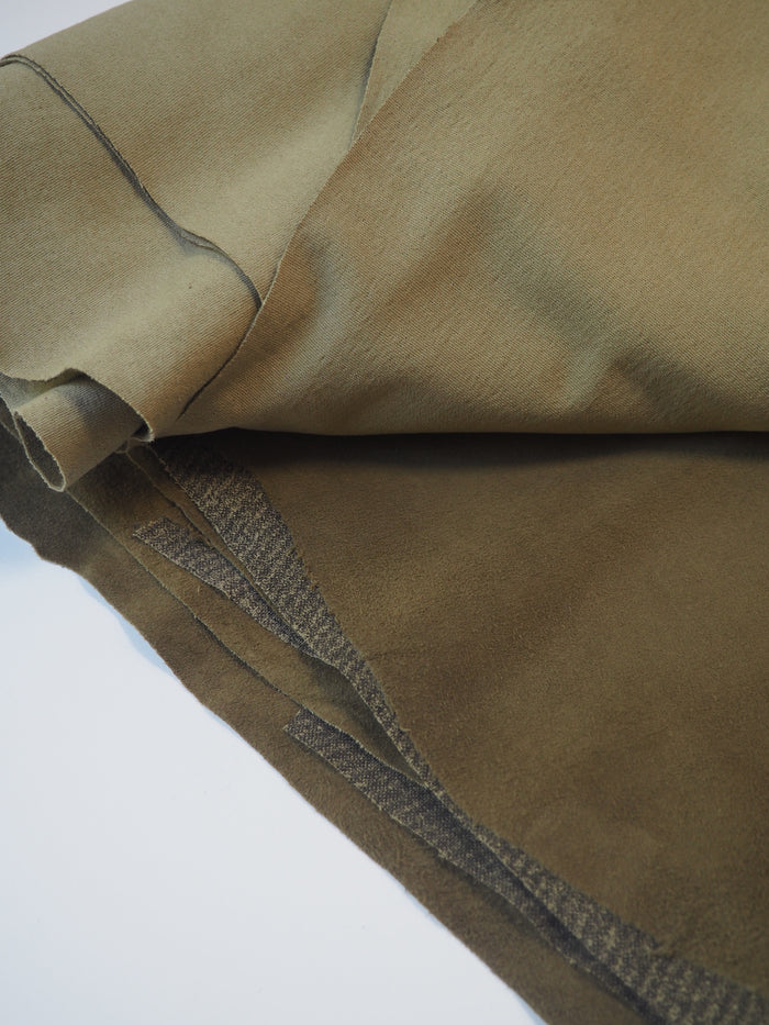 Olive Stretch Bonded Suede