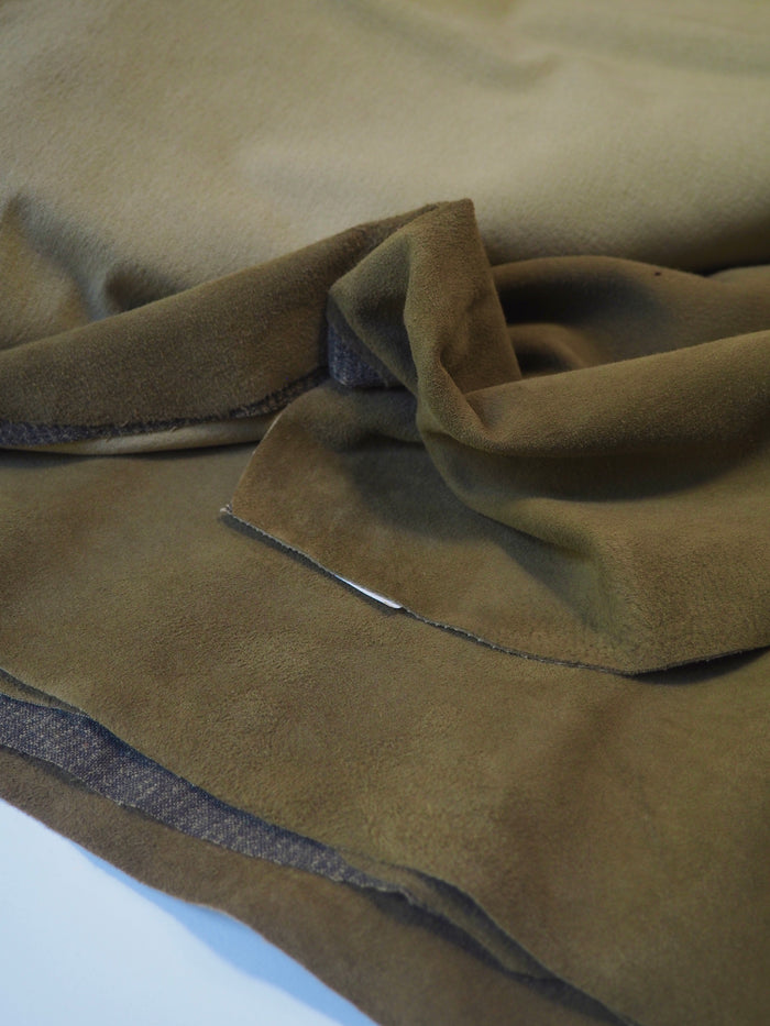 Olive Stretch Bonded Suede