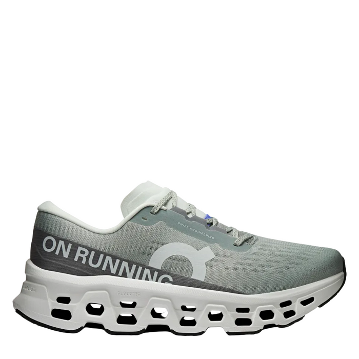 On Men's Cloudmonster 3 Running Shoes in Tin/Ivory SS26