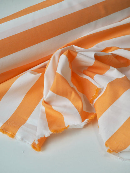 Orange Stripe Cotton Poplin