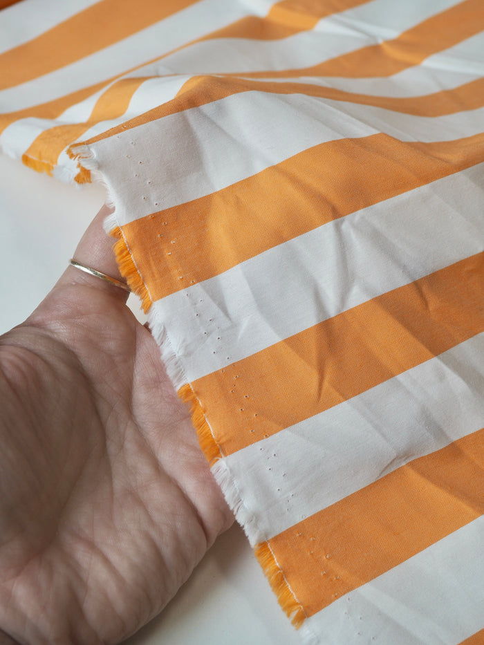 Orange Stripe Cotton Poplin