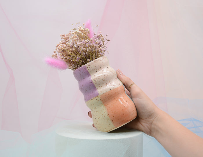 Pastel Checkered Vase - Juice Ceramics