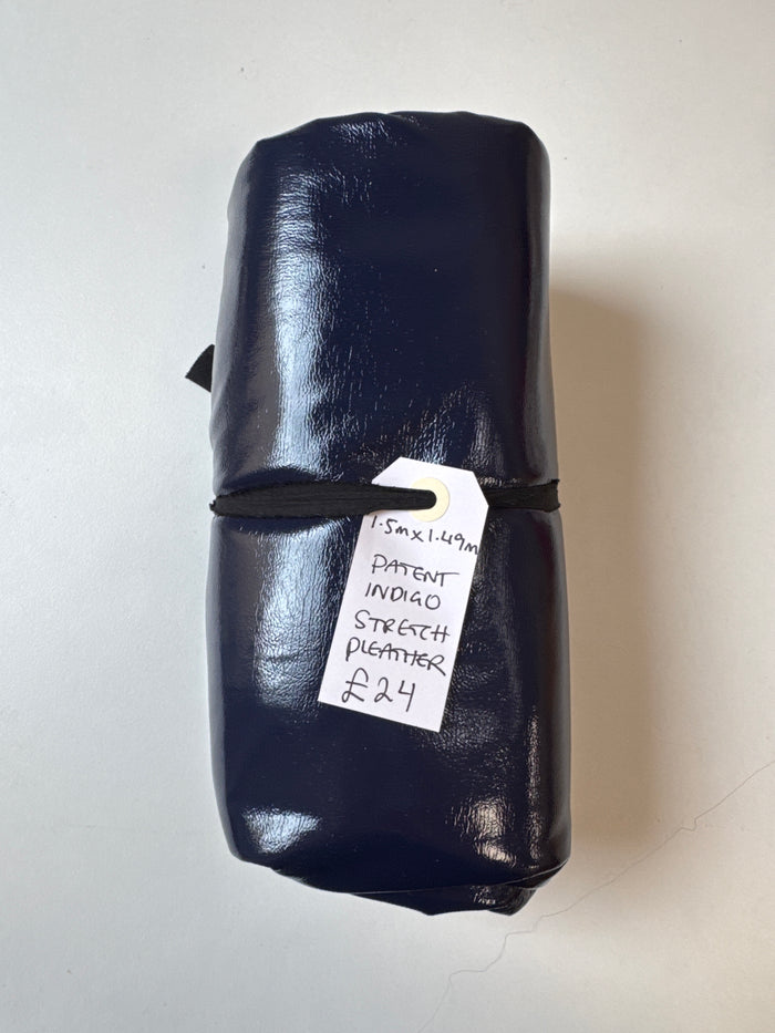 Patent Indigo Stretch Pleather Remnant