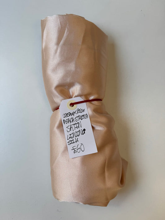Peach Stretch Silk Satin Remnant