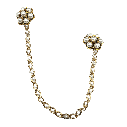 Pearls Chain Pocket lapel Pin & Collar Pin Brooch