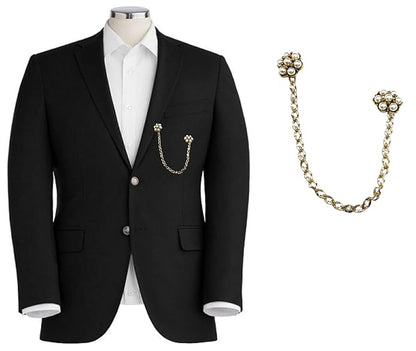 Pearls Chain Pocket lapel Pin & Collar Pin Brooch