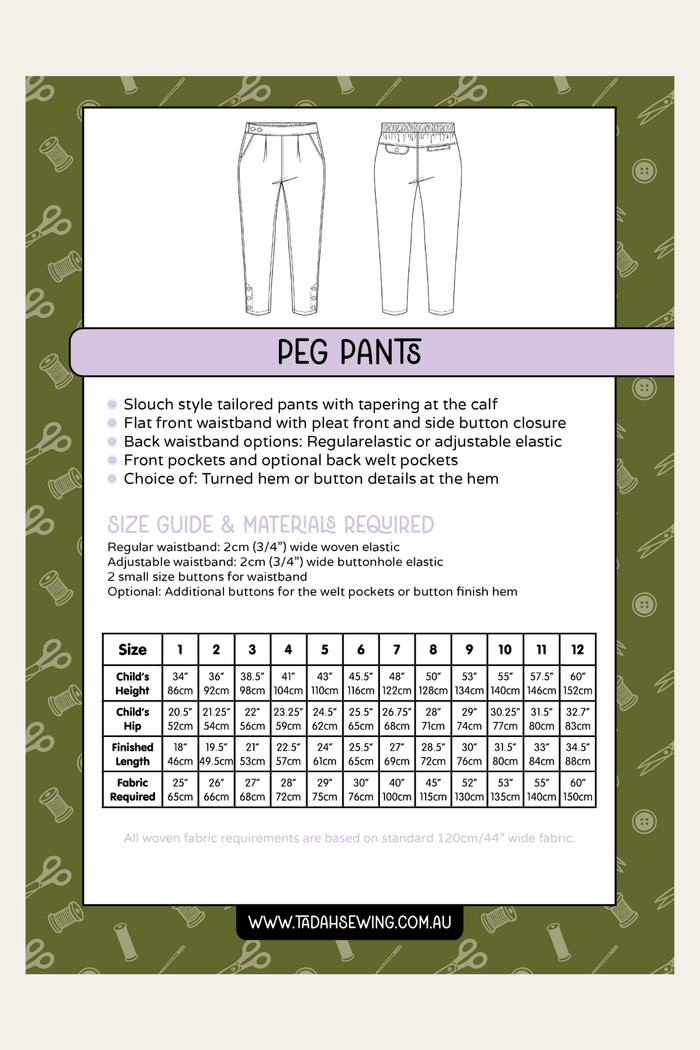 Peg Pants Sewing Pattern