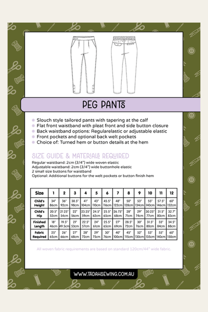 Peg Pants Sewing Pattern
