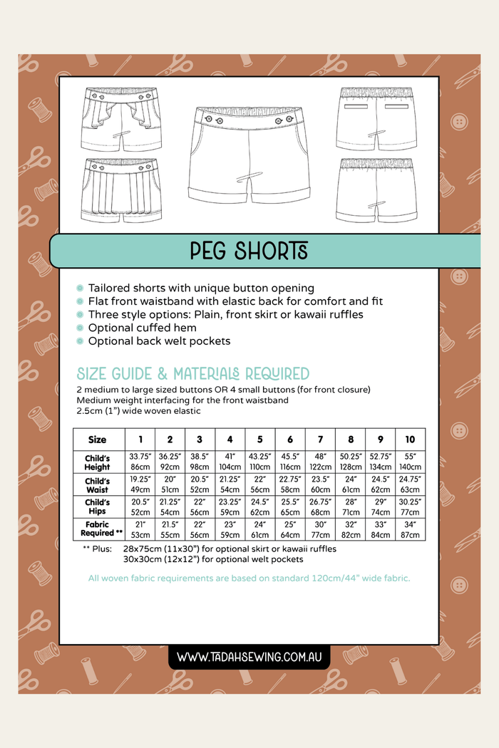 Peg Shorts Sewing Pattern