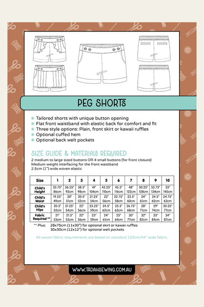 Peg Shorts Sewing Pattern