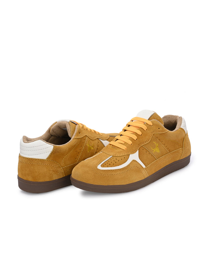 PhoeniXX v5.0 Suede Leather Sneakers – Mustard Yellow & White Unisex (HRLPNX05YLW)