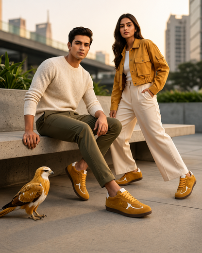 PhoeniXX v5.0 Suede Leather Sneakers – Mustard Yellow & White Unisex (HRLPNX05YLW)