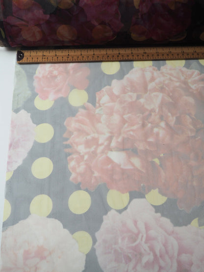 Pink Floral Dot Printed Tulle